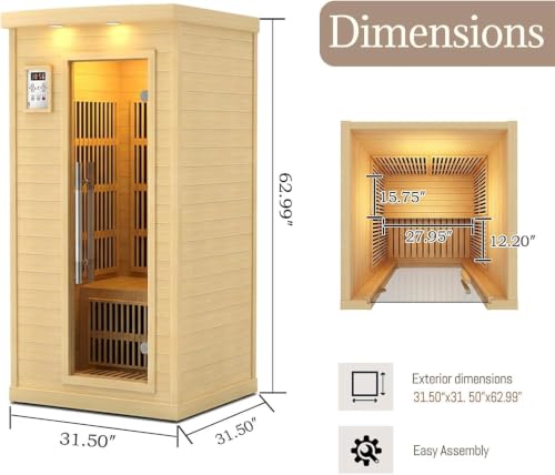 single person infrared sauna – product detail view 4