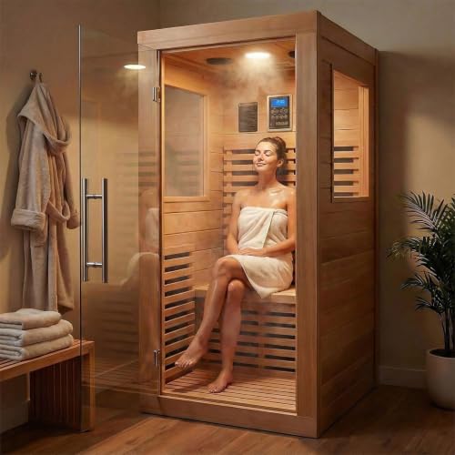 1 person 1350W infrared sauna B0GV7DGBLK detail view 2
