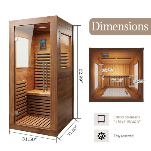 1 person 1350W infrared sauna B0GV7DGBLK detail view 3