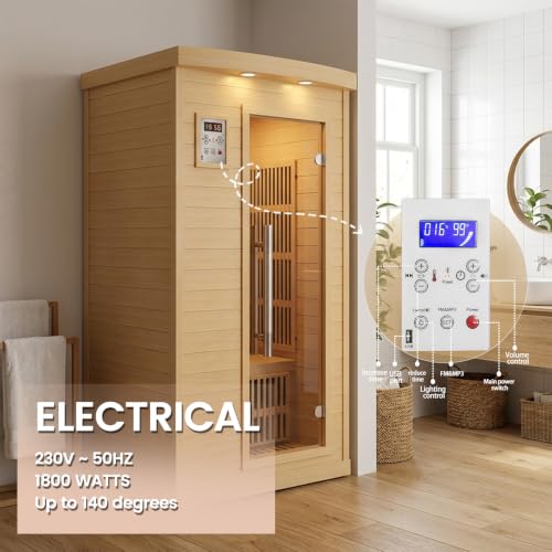 Version 1.0.0 1 person 1800W infrared sauna B0GWM8BNS7 detail view 4