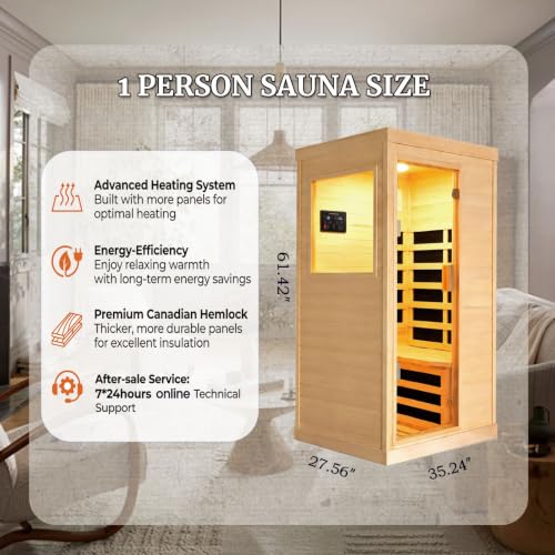 1 person 1200W infrared sauna B0H8D88L47 detail view 6