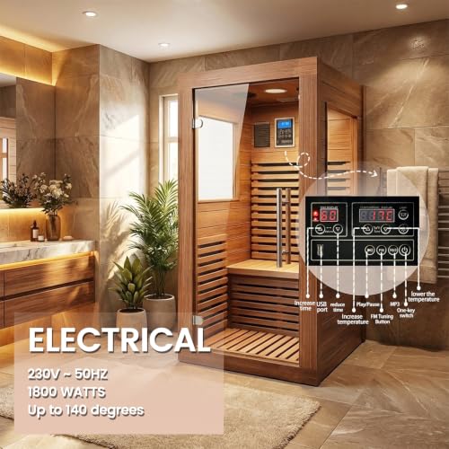 1 person 1350W infrared sauna B0GV7DGBLK detail view 4