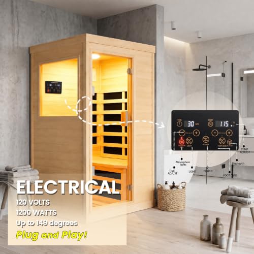 1 person 1200W infrared sauna B0H8D88L47 detail view 4