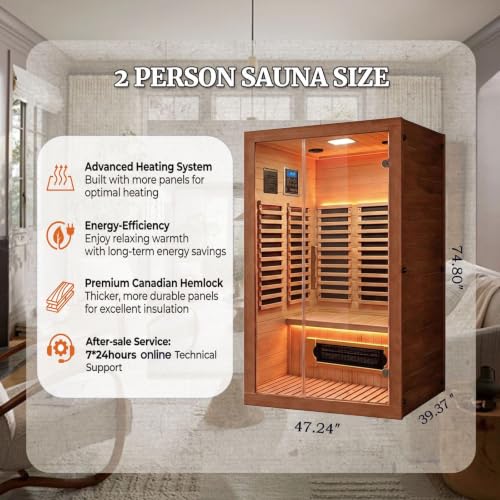 2 person 1800W infrared sauna B0GV75RG93 detail view 5